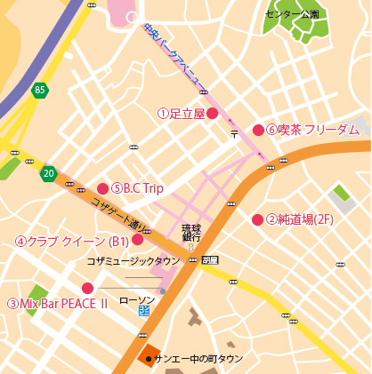 ISSAおすすめ!沖縄市へGOナイトスポットマップ